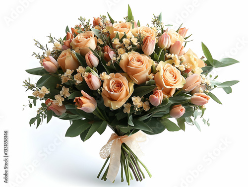 Peachy bouquet of roses and tulips (1)
