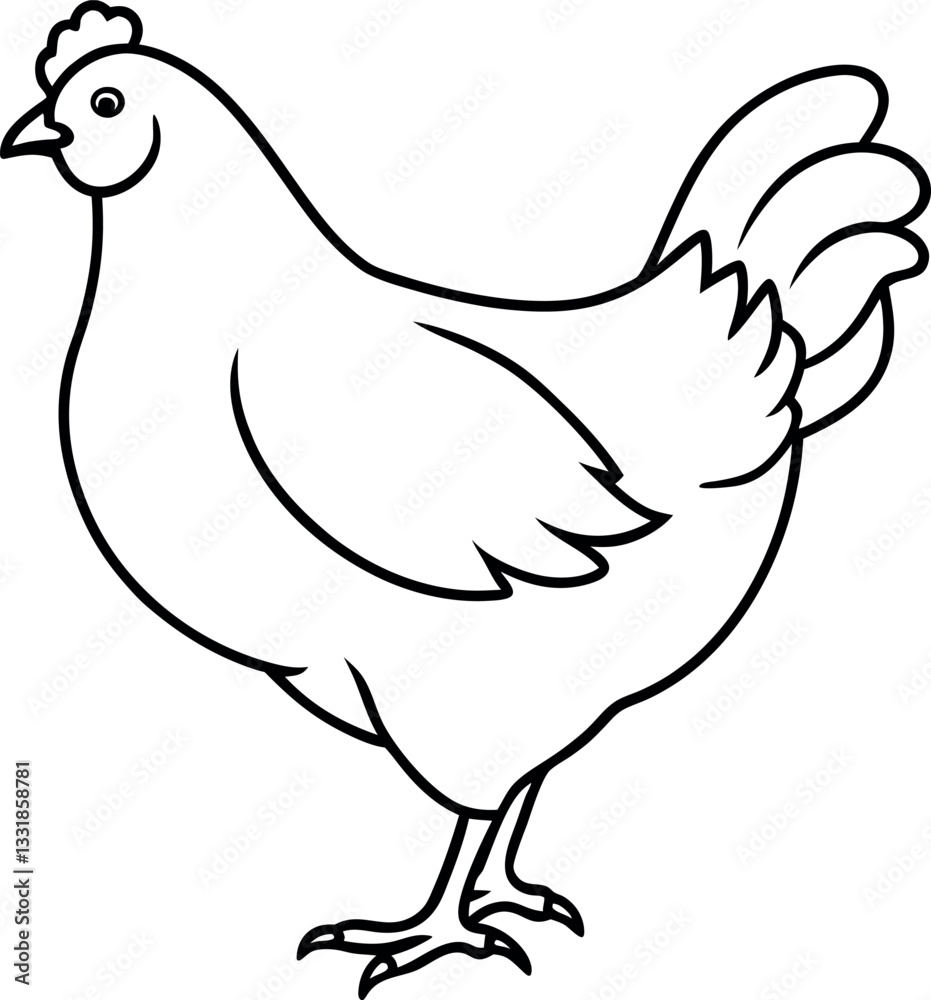 Minimalist black and white sketch of a chicken with detailed feathers, great for vector illustrations, poultry branding, or livestock educational resources.
Minimalist black and white sketch of a chicken with detailed feathers, great for vector illustrations, poultry branding, or livestock educational resources.