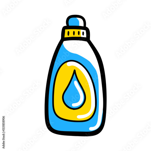 Fabric softener icon in vibrant blue and yellow perfect for laundry and cleaning themes