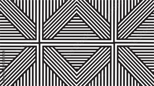 Seamless pattern with abstract geometric line texture, black on white background. Light modern simple wallpaper, bright black backdrop, monochrome graphic element