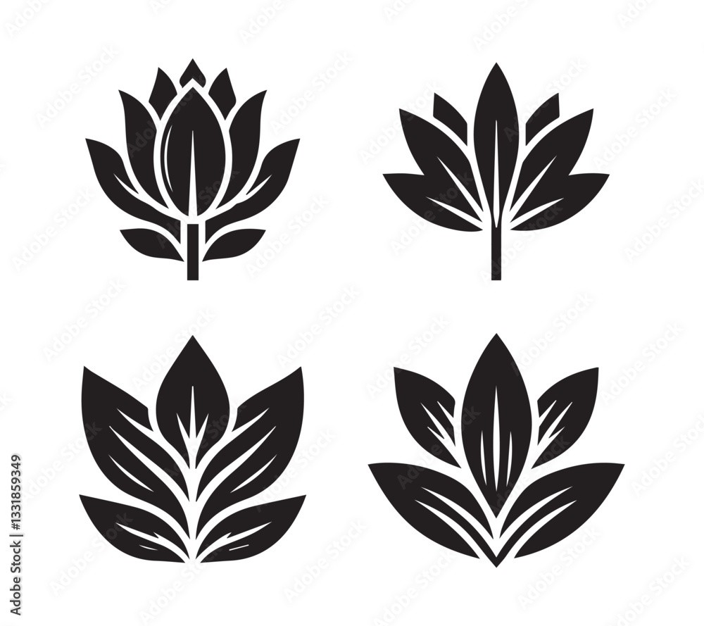 Fototapeta premium Black and White Silhouette set Tulip Designs