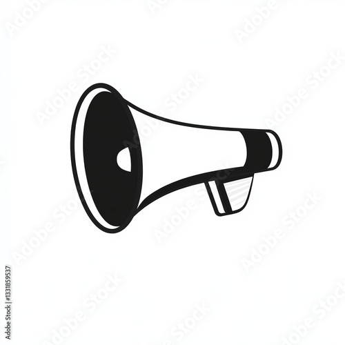 Black and White Megaphone Illustration on White Background