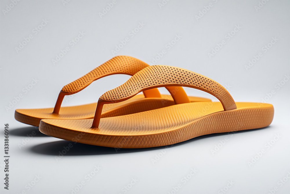 a pair of orange flip-flops isolated on a white background. a pair of orange flip-flops isolated on a white background.