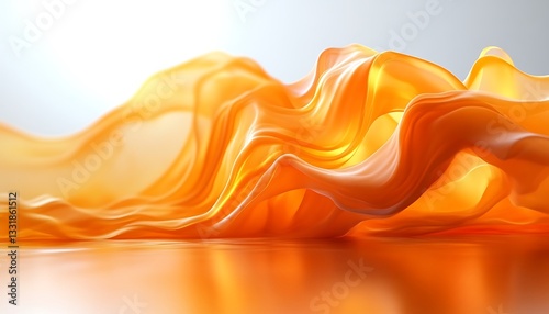 Orange fabric flowing, abstract shot, light studio