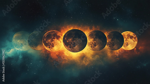 Moon and sky illustration painting
