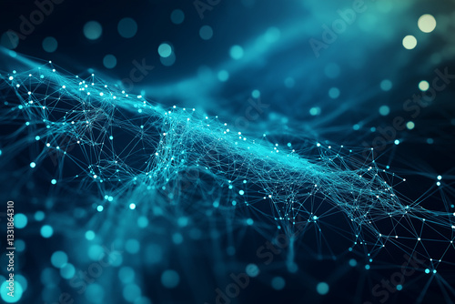 Technologic networks, technologic networks, particle energy flow, quantum computing visualization Technology Network Background. Abstract futuristic technology with polygonal shape
