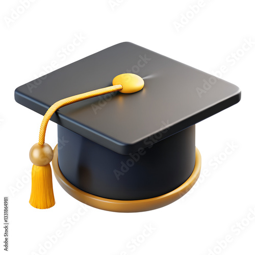 Student graduation cap with gold tassel and ribbon