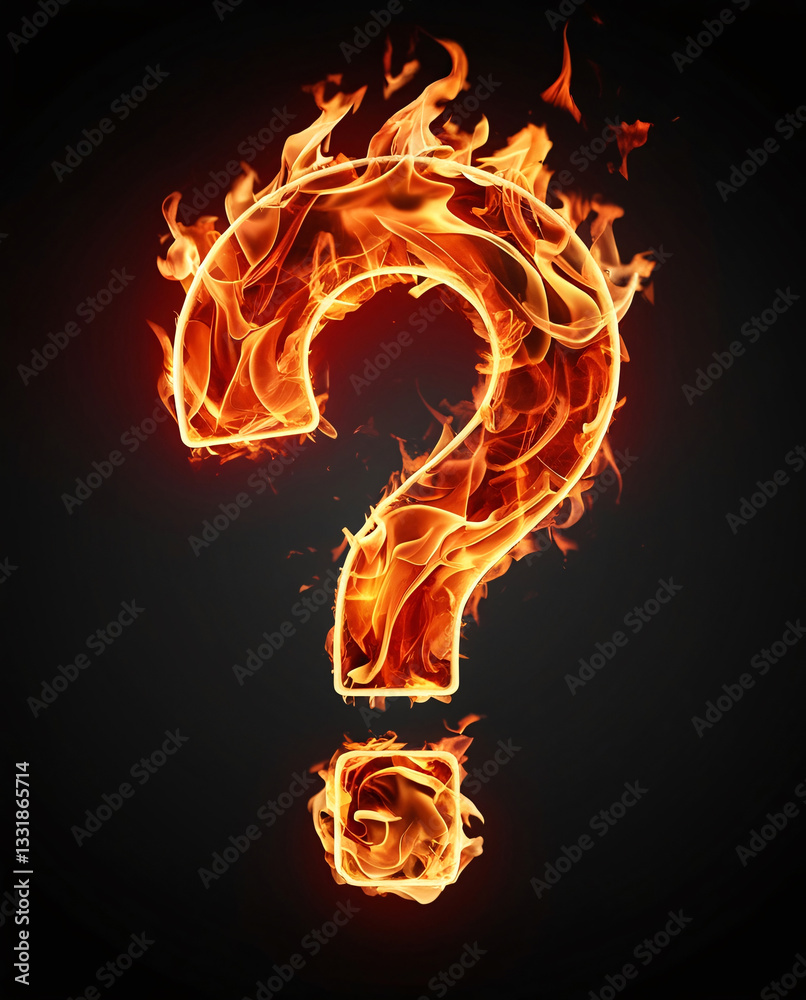 Fototapeta premium Blazing Fire Question Mark – Symbol of Energy & Passion