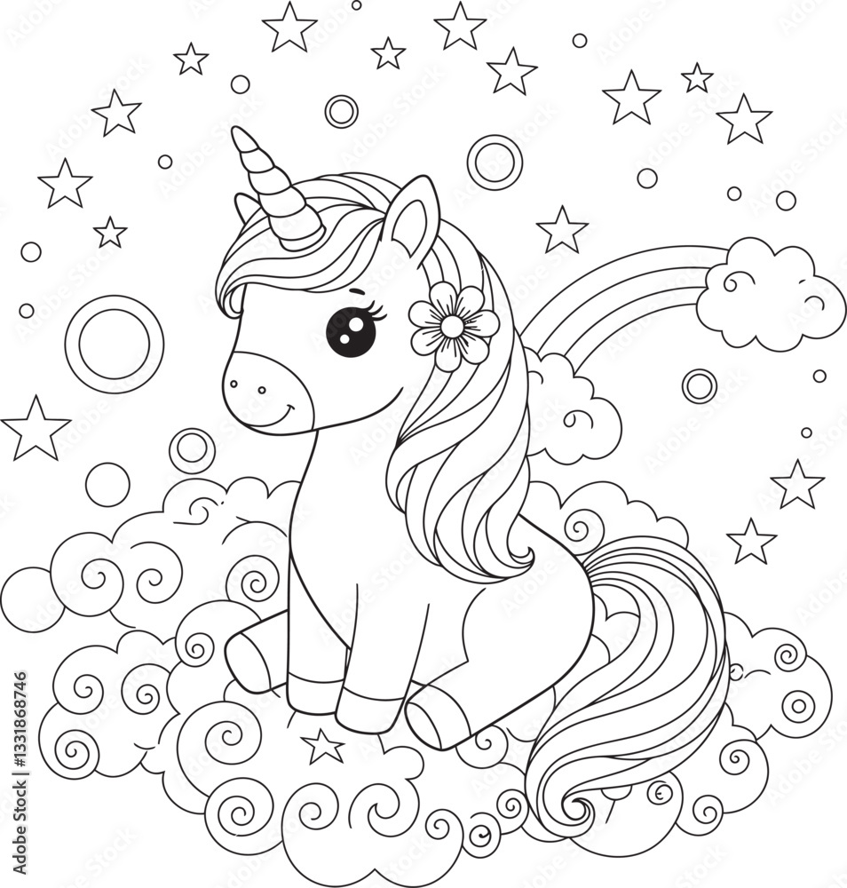 Fototapeta premium Unicorn Rainbow Coloring Fun and pages