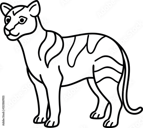 "Black-and-white line drawing of a unique wild animal, ideal for educational wildlife coloring books, zoology learning worksheets, and creative projects"
