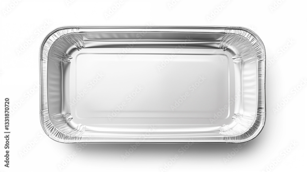 Empty Aluminum Foil Food Tray Disposable Container Top View Empty Aluminum Foil Food Tray Disposable Container Top View