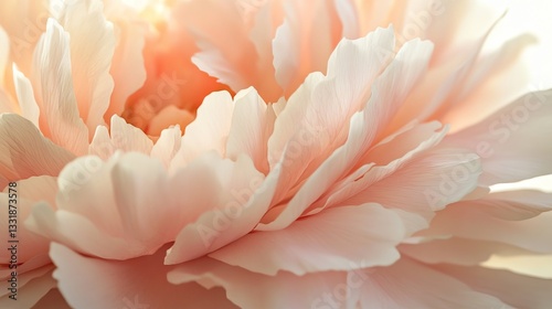 Delicate Peach Peony Petals Close Up Soft Lighting Floral Macro Photography