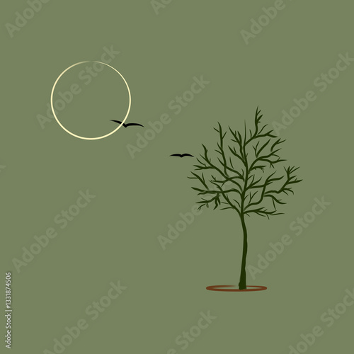 abstract tree with green leaves