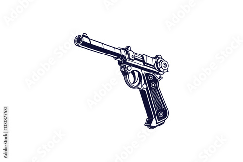 futuristic pistol blaster with a single barrel line clip art vector illustration