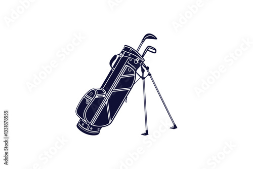 golf bag with golf bat clip art vector illustration