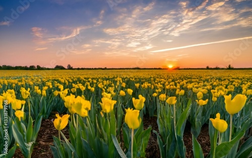 yellow tulip field