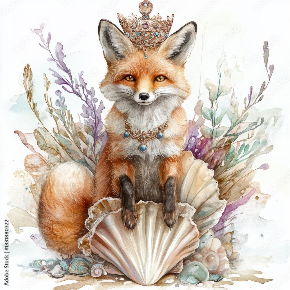 Obraz premium Generic Watercolor Illustration Scene Throne Seashell