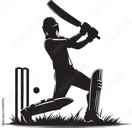 vector illustration of cricket player