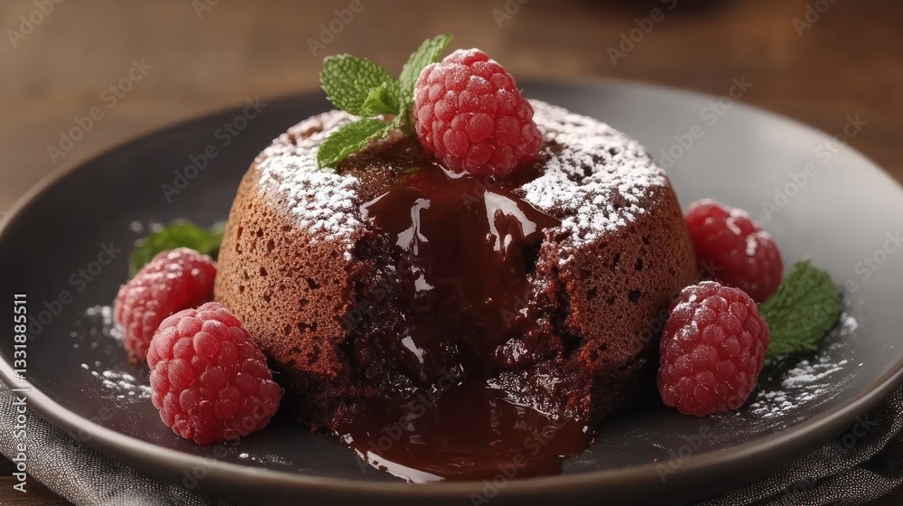 Decadent Chocolate Lava Cake with Raspberries Decadent Chocolate Lava Cake with Raspberries