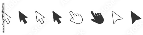 Cursor And Pointer Icons Line And Solid Icon Set. Mouse Click Symbols And Arrow Cursors Symbol Collection. Isolated Vector Illustration