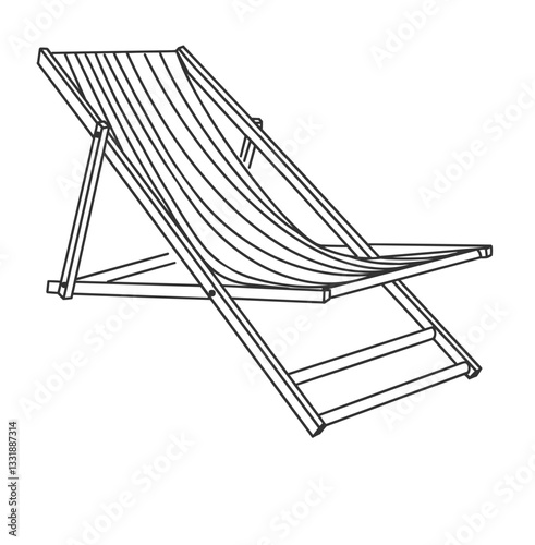 Stylish wooden deck chair design isolated on a white background for modern interiors