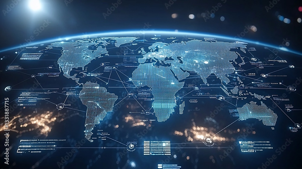 Fototapeta premium Global Network, Earth, Digital Connections