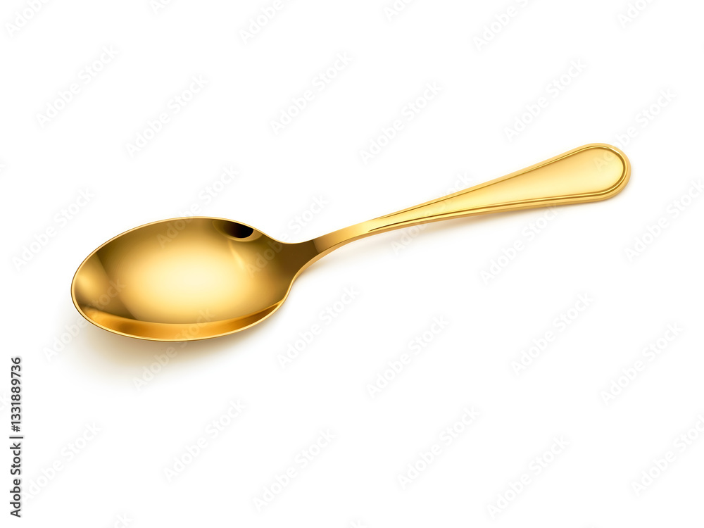 A golden spoon with a polished surface, isolated on a white background. Generative AI A golden spoon with a polished surface, isolated on a white background. Generative AI