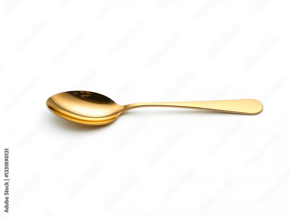 A golden spoon with a polished surface, isolated on a white background. Generative AI A golden spoon with a polished surface, isolated on a white background. Generative AI