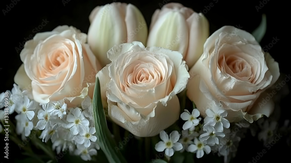 Obraz premium Pale Peach Roses and Tulips