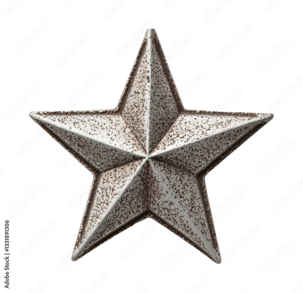 Rustic metal three-dimensional star sculpture on black background, cut out Rustic metal three-dimensional star sculpture on black background, cut out