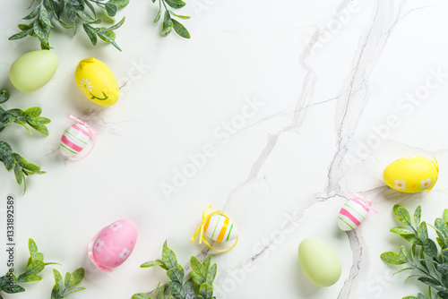 Obraz na płótnie Easter eggs on white background. w salonie