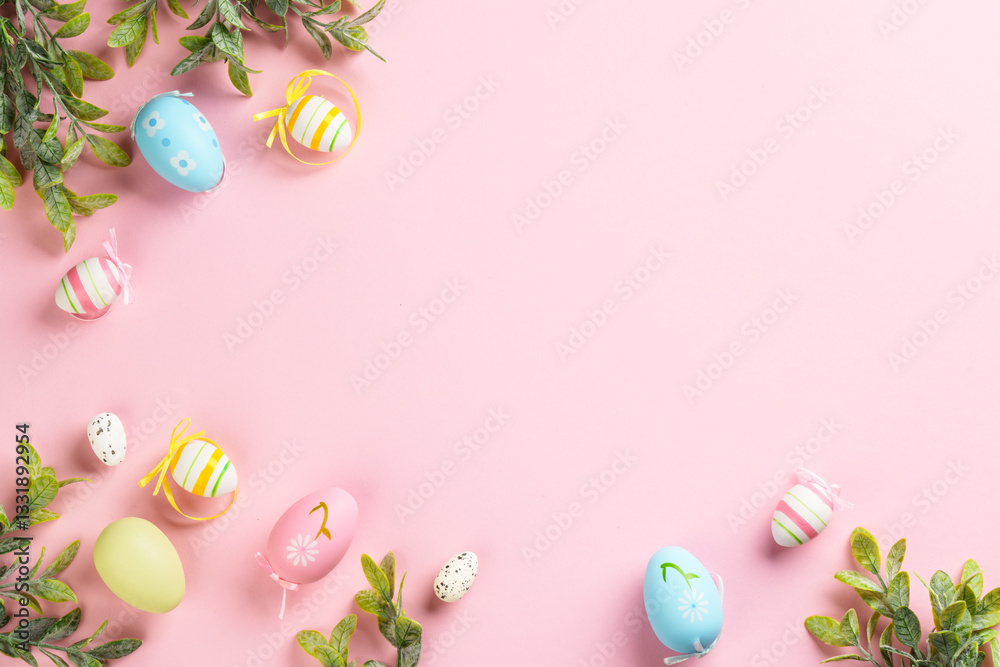 Easter eggs on colored background.