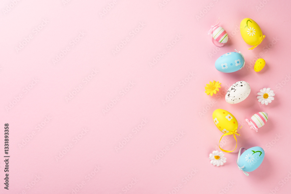 Easter eggs on colored background.