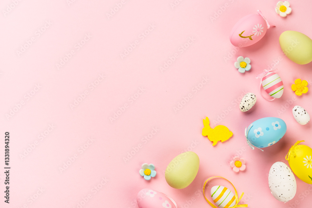 Easter eggs on colored background.