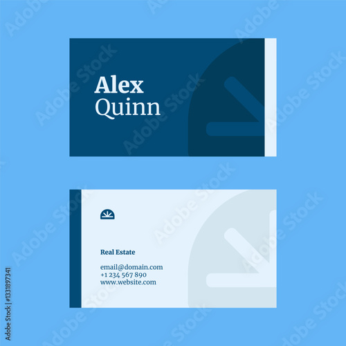 Blue Modern Business Card Template Real Estate