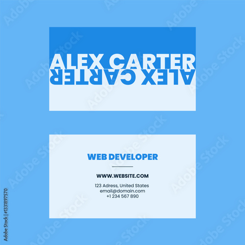 Blue Modern Business Card Template Web Developer