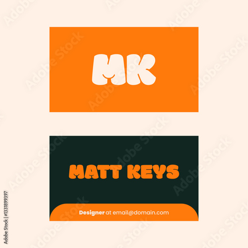 Orange Dark Green Modern Business Card Fun Template