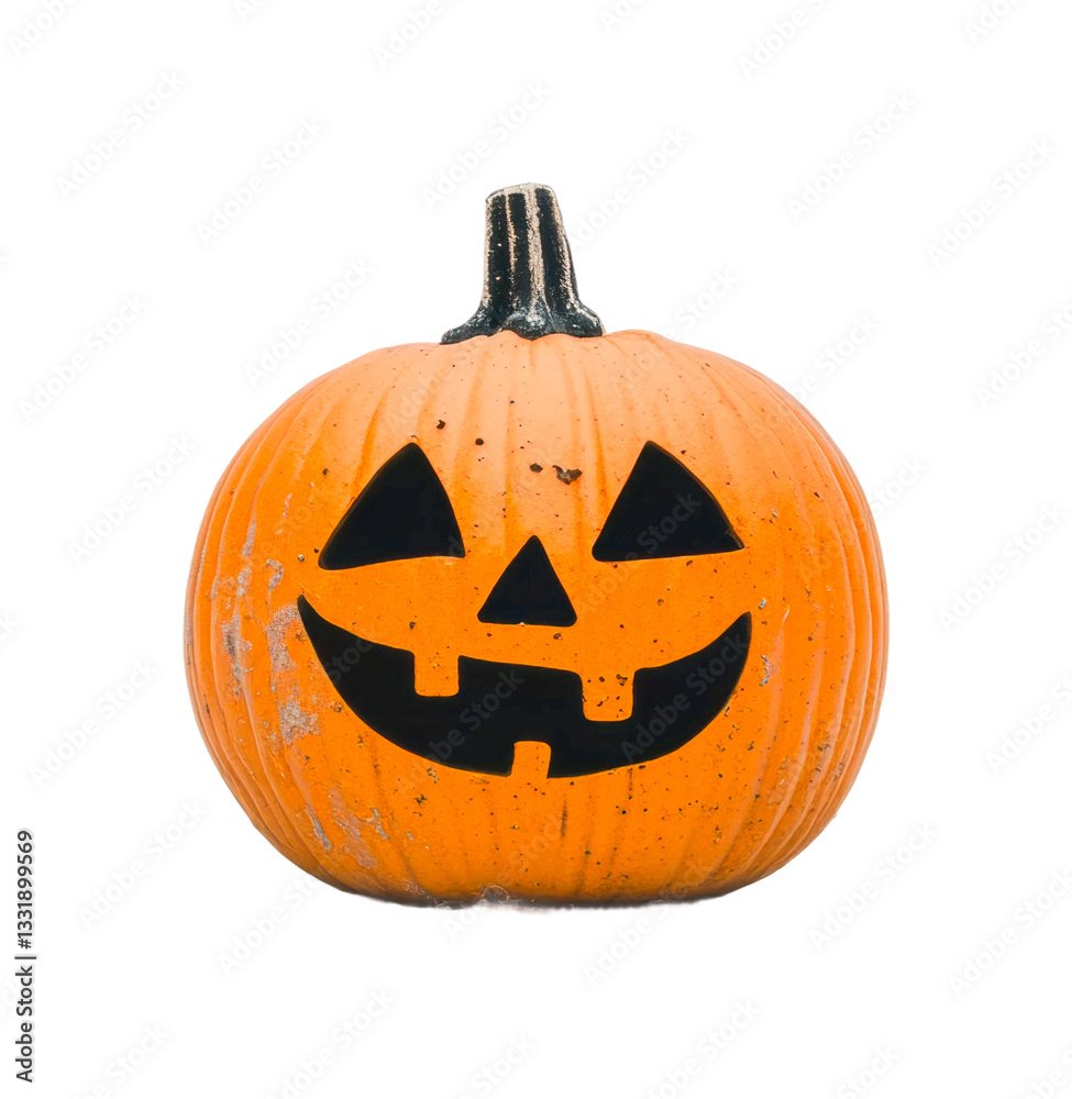 Smiling carved jack-o'-lantern with black background for halloween decoration, cut out Smiling carved jack-o'-lantern with black background for halloween decoration, cut out