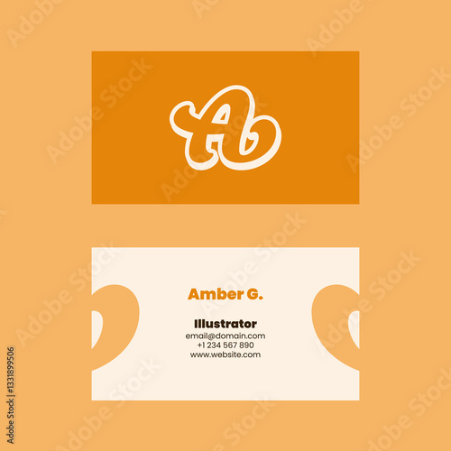 Orange Yellow Modern Business Card Template Letter A Illustration