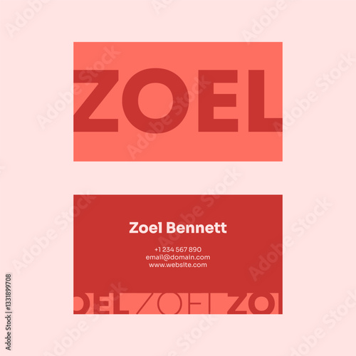 Red Pink Simple Modern Business Card Template