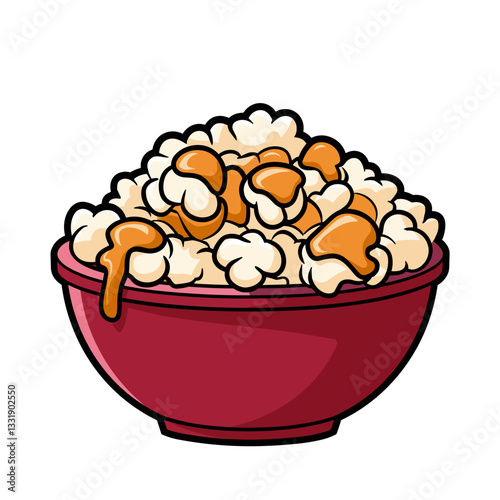 Cartoon Bowl of Popcorn