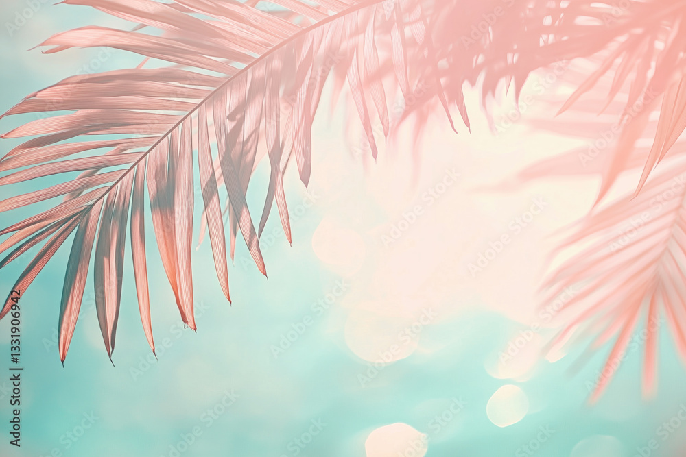 Soft sunlight filters through tropical palm leaves