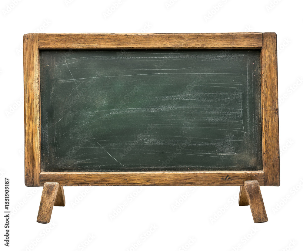 Obraz premium Chalkboard with White Chalk – A Small Wooden-Framed Chalkboard, Isolated on White Background