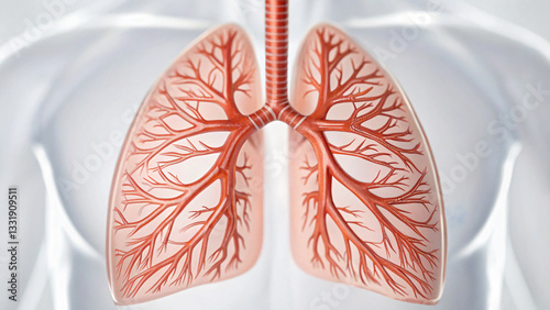 Detailed View of Human Lungs with Bronchial Tree Structure and Vascular System photo