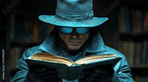 Mystery Book Reader in Shadows