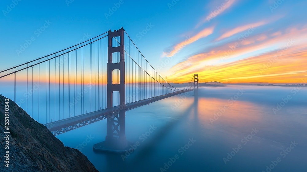 Obraz premium Golden Gate Bridge Sunrise Fog