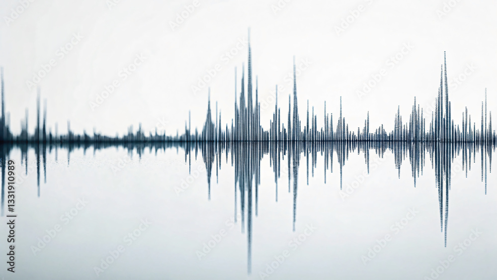 Obraz premium Abstract Sound Wave Visualization on White Background with Sharp Peaks and Valleys