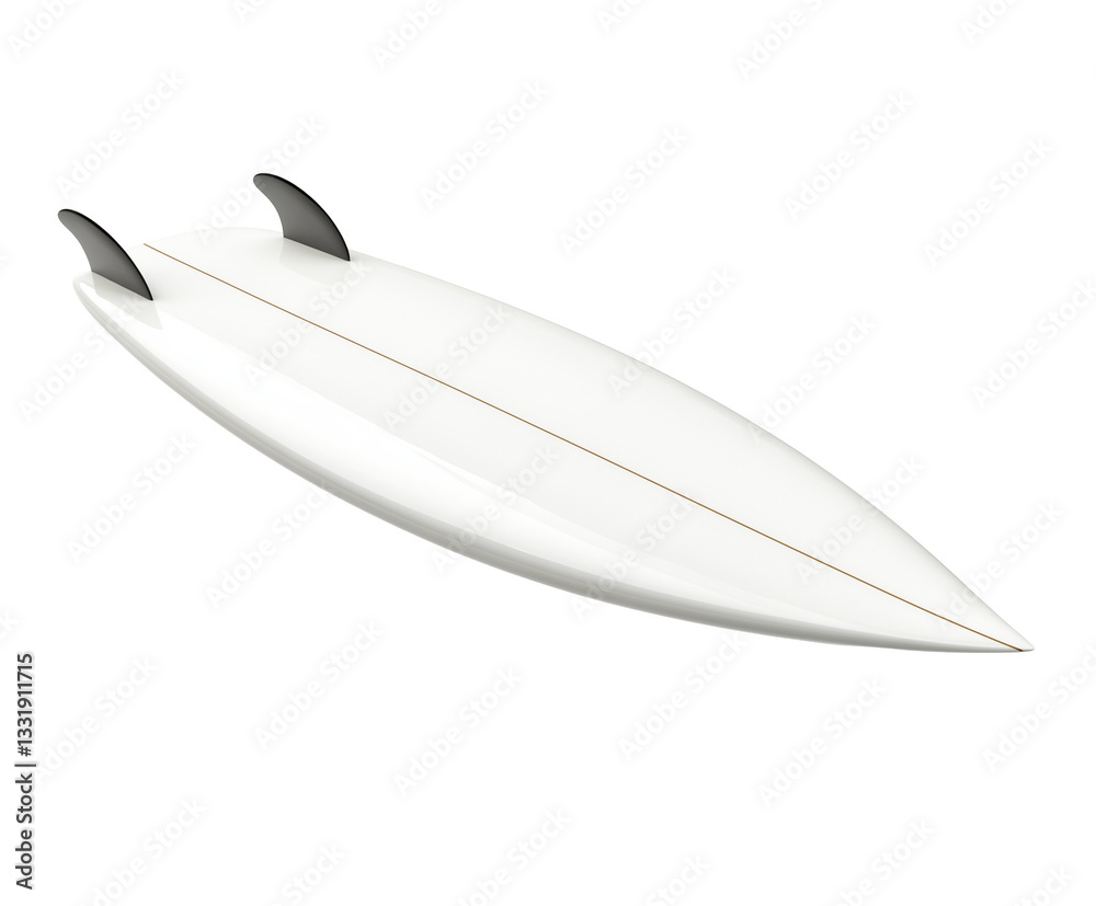 A Sleek White Surfboard with a Wax Coat, Isolated on White Background A Sleek White Surfboard with a Wax Coat, Isolated on White Background