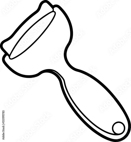 Black-and-white cartoon outline drawing of beauty gua sha set and facial roller tools, perfect for printable coloring activities and wellness resources