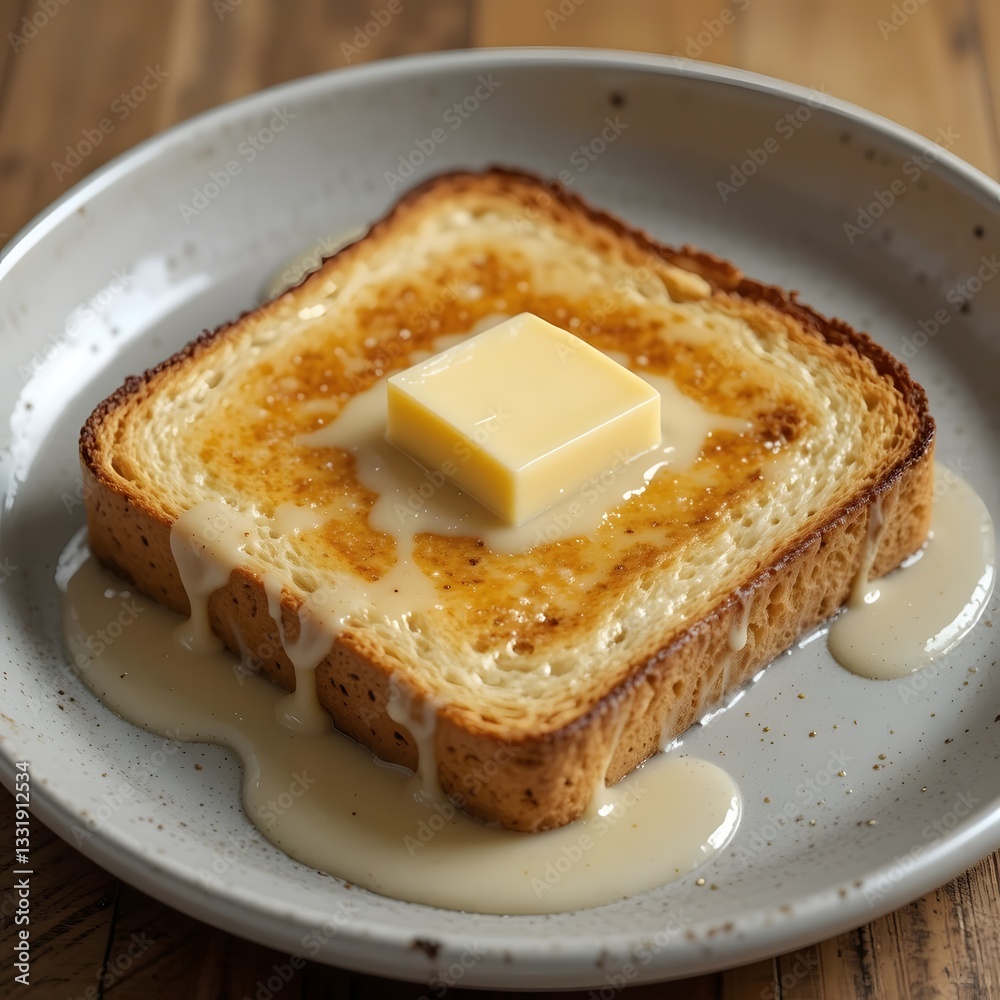 4k high quality Ai generative HD high definition artwork photo grilled French toast with butter on a white plate 4k high quality Ai generative HD high definition artwork photo grilled French toast with butter on a white plate